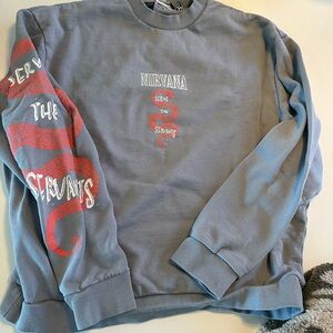 NIRVANA Blue and Red Crewneck Sweater ASOS M